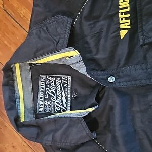 affliction long sleeve button up XL adult male black and yellow